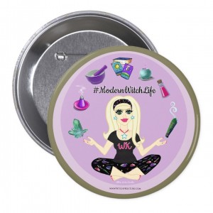 Allie Stars #ModernWitch Life Taupe 3 in. Button