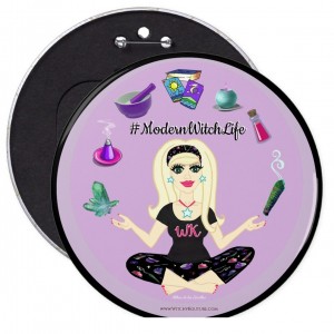 Allie Stars #ModernWitchLife Black 6 in. Button