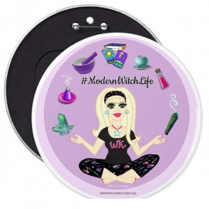 Allie Stars #ModernWitchLife White 6 in. Button