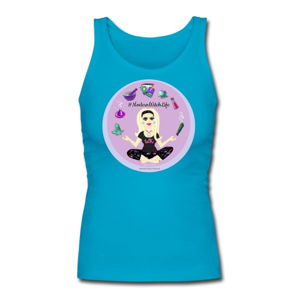 Allie Stars & Witchy Tools #ModernWitchLife - Longer Length Fitted Tank Blue