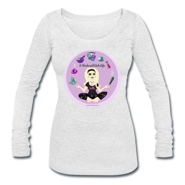Allie Stars & Witchy Tools #ModernWitchLife - Scoop Neck Long Sleeve White