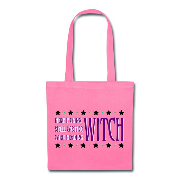 Herb Picking, Spell Casting, Card Reading WITCH - Canvas Tote Pink