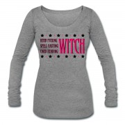 Herb Picking, Spell Casting, Card Reading WITCH - Scoop Neck Long Sleeve Heather Grey