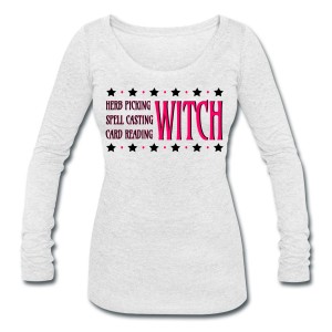 Herb Picking, Spell Casting, Card Reading WITCH - Scoop Neck Long Sleeve White