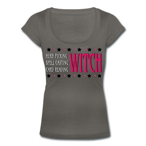 Herb Picking, Spell Casting, Card Reading WITCH - Scoop Neck T-shirt Grey