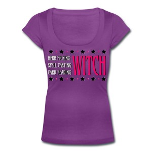 Herb Picking, Spell Casting, Card Reading WITCH - Scoop Neck T-shirt Purple