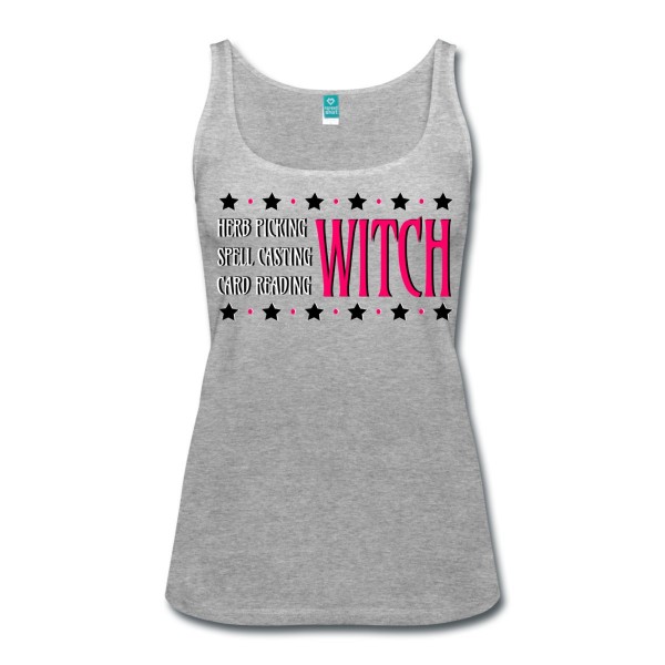 Herb Picking, Spell Casting, Card Reading WITCH - Scoop Neck Tank Heather Gray