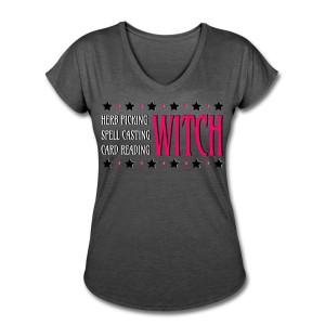 Herb Picking, Spell Casting, Card Reading WITCH - V-Neck T-shirt Deep Heather Gray