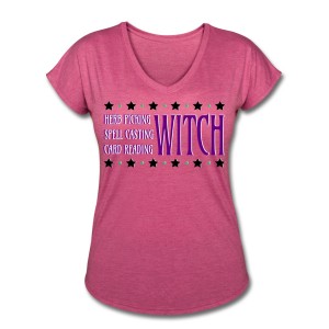 Herb Picking, Spell Casting, Card Reading WITCH - V-Neck T-shirt Rose Pink