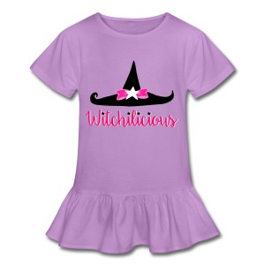 Witch Hat Witchilicious - Girl's Ruffle Hem T-shirt Lavender