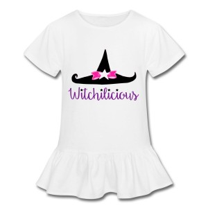 Witch Hat Witchilicious - Girl's Ruffle Hem T-shirt White