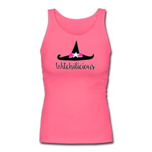 Witch Hat Witchilicious - Longer Length Fitted Tank Pink