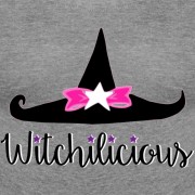 Witch Hat Witchilicious - Scoop Neck Long Sleeve Heather Grey