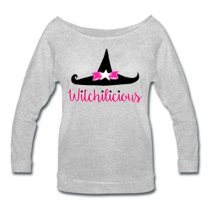 Witch Hat Witchilicious - Wide Neck 3/4 Sleeve T-shirt Grey