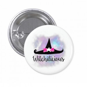 Witchilicious & WK Witchy Hat White 1 in. Button