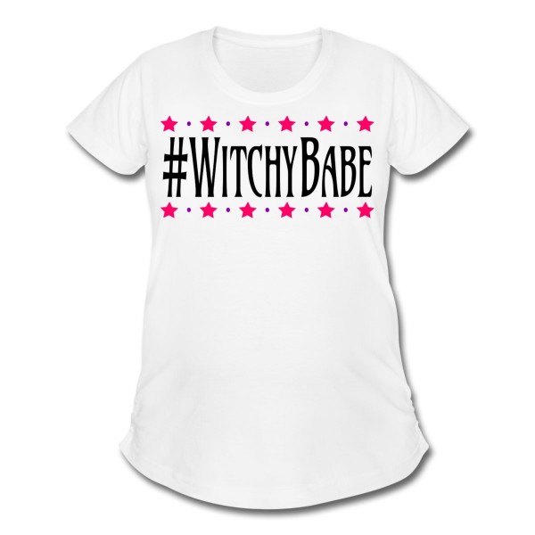 #WitchyBabe - Scoop Neck Maternity T-shirt White