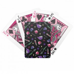 WK #ModernWitchLife Black Print Back Pink Bicycle Playing Cards