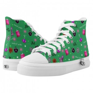 WK #ModernWitchLife Green High Top Printed Shoes