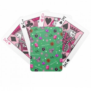 WK #ModernWitchLife Green Print Back Pink Bicycle Playing Cards