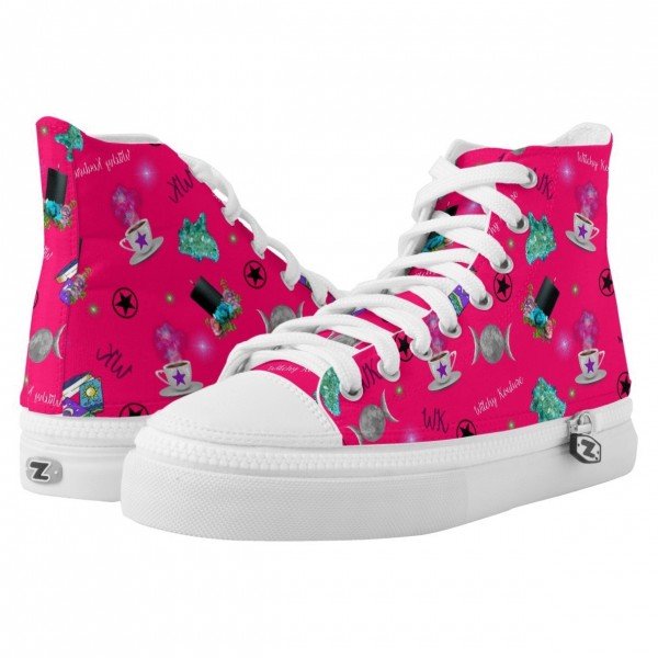 WK #ModernWitchLife Pink High Top Printed Shoes