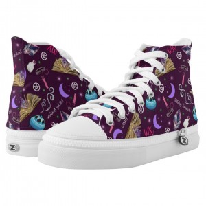 WK #ModernWitchLife Purple High Top Printed Shoes
