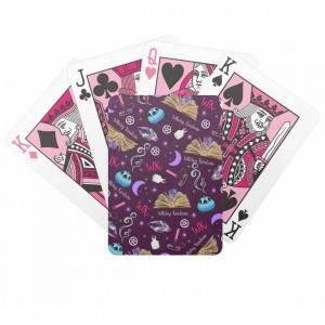 WK #ModernWitchLife Purple Print Back Pink Bicycle Playing Cards