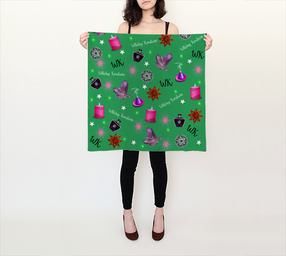 WK #ModernWitchLife Green Print Square Scarf