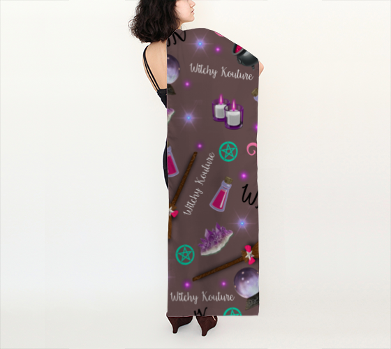 WK #ModernWitchLife Taupe Print Long Scarf