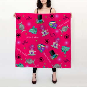 WK #ModernWitchLife Pink Print Big Square Silk Scarf
