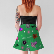WK #ModernWitchLife Green Print Flare Skirt