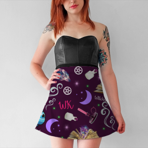 WK #ModernWitchLife Purple Print Flare Skirt