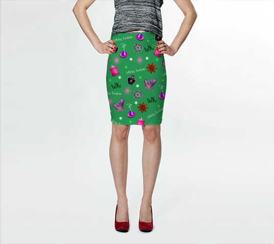 WK #ModernWitchLife Green Print Fitted Skirt