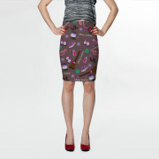 WK #ModernWitchLife Taupe Print Fitted Skirt