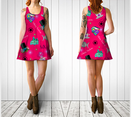 WK #ModernWitchLife Pink Print Flare Dress