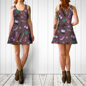WK #ModernWitchLife Taupe Print Flare Dress