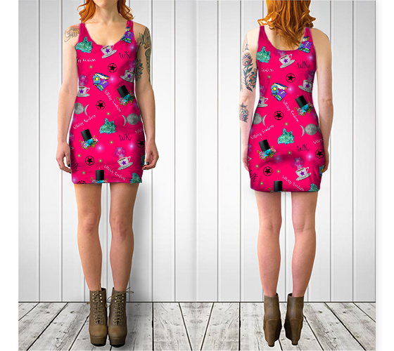 WK #ModernWitchLife Pink Print Bodycon Dress