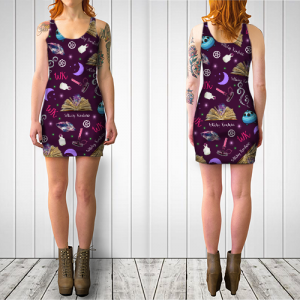 WK #ModernWitchLife Purple Print Bodycon Dress